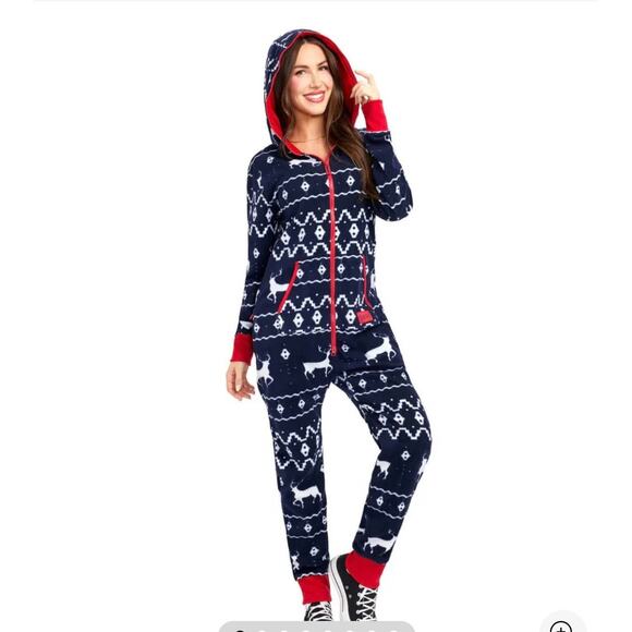 Tipsy Elves BLUE REINDEER JUMPSUIT - Picture 1 of 8